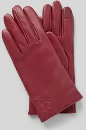 HUGO BOSS Leren handschoenen met labeldetail, model 