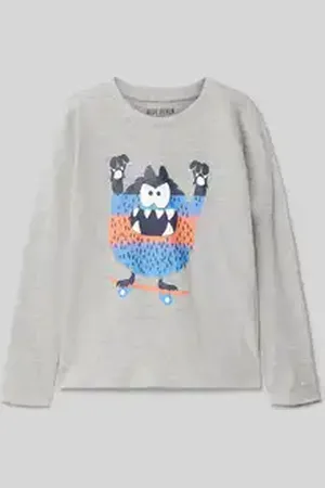 Blue Seven Shirt met lange mouwen en geribde ronde hals