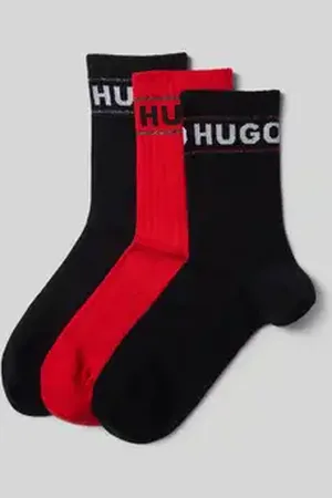 HUGO BOSS Sokken met labelopschrift in een set van 3 paar