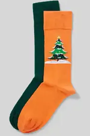 Christian Berg Sokken met katoen en motiefstitching in een set van 2 paar