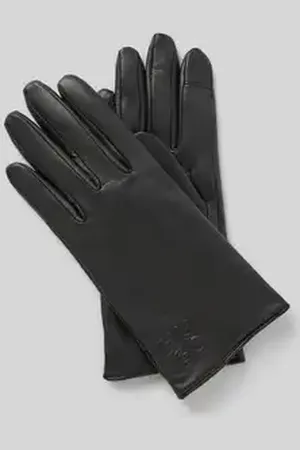 HUGO BOSS Leren handschoenen met labeldetail, model 