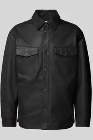 JACK & JONES Leren jack met kentkraag, model 