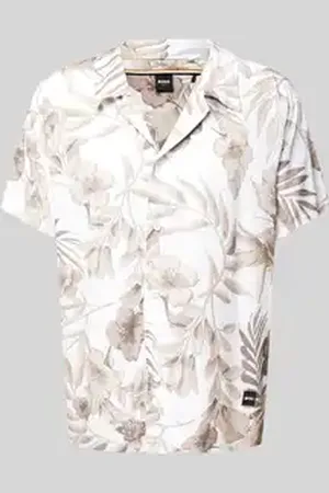 HUGO BOSS Relaxed fit vrijetijdsoverhemd van viscose met resortkraag