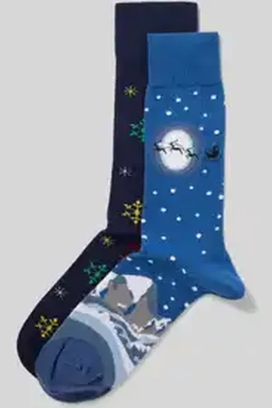 Christian Berg Sokken met katoen en motiefstitching in een set van 2 paar