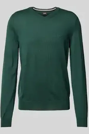 HUGO BOSS Gebreide pullover van scheerwol, model 
