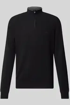 HUGO BOSS Gebreide pullover met opstaande kraag, model 