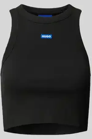 Hugo Blue Tanktop met labeldetail