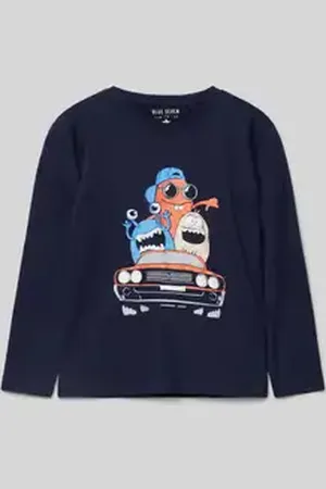 Blue Seven Shirt met lange mouwen en geribde ronde hals