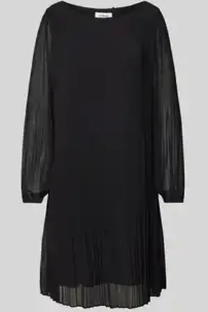 QS by s.Oliver Soepele jurk met lange mouwen van geplooid chiffon