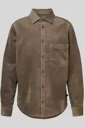 QS by s.Oliver Regular fit corduroy overhemd met borstzak
