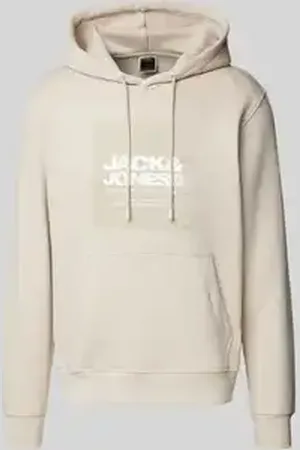 JACK & JONES Comfort fit hoodie van katoenmix met rubberen print, model 