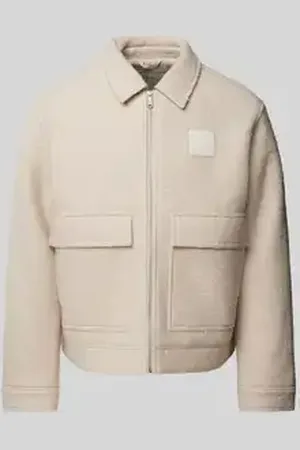 Calvin Klein Wollen jack met labelpatch