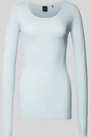 HUGO BOSS Shirt met lange mouwen en geribde ronde hals, model 