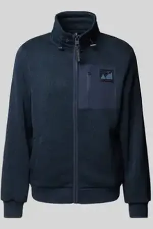 TOM TAILOR Regular fit gebreid jack met fleecevoering en labelpatch