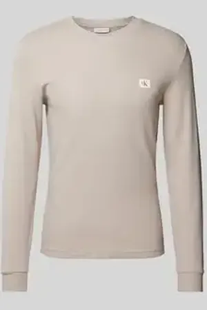 Calvin Klein Shirt met lange mouwen en labelstitching