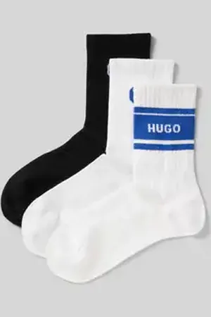 Hugo Blue Sokken met labeldetail in een set van 3 paar