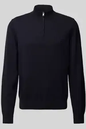 HUGO BOSS Gebreide pullover met korte ritssluiting, model 