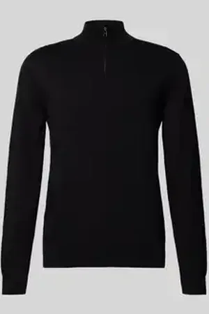 HUGO BOSS Gebreide pullover met korte ritssluiting, model 
