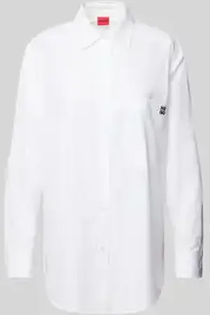HUGO BOSS Oversized overhemdblouse met labelstitching