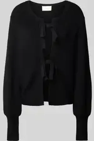 Neo Noir Comfort fit cardigan met wol en ballonmouwen, model 