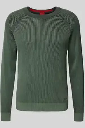HUGO BOSS Gebreide pullover met ribboorden, model 