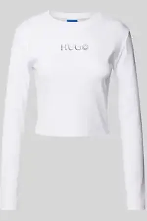 Hugo Blue Kort shirt met lange mouwen en ronde hals, model 