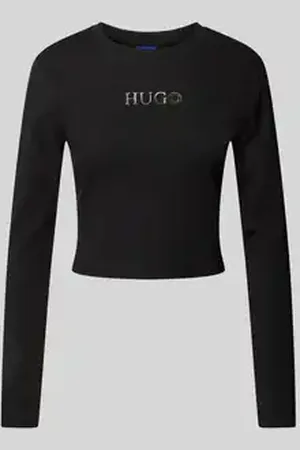 Hugo Blue Kort shirt met lange mouwen en ronde hals, model 
