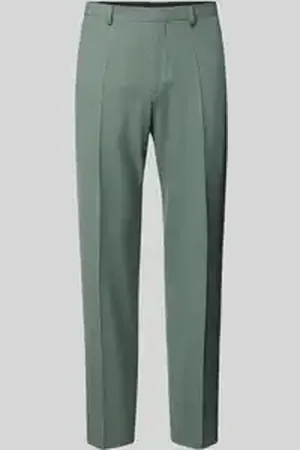 HUGO BOSS Regular fit pantalon van wolmix met bandplooien, model 