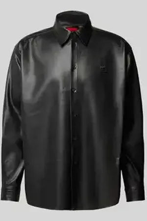HUGO BOSS Regular fit vrijetijdsoverhemd in leerlook, model 