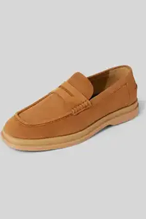 HUGO BOSS Leren loafers met labeldetails, model 