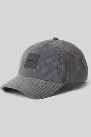 Calvin Klein Baseballpet van corduroy met labelpatch
