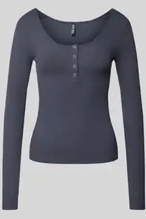Pieces® Slim fit shirt met lange mouwen en katoen, model 