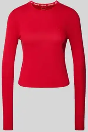 HUGO BOSS Gebreide pullover met labelstitching, model 