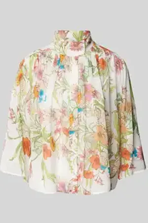 HERZENSANGELEGENHEIT Regular fit zijden blouse met opstaande kraag