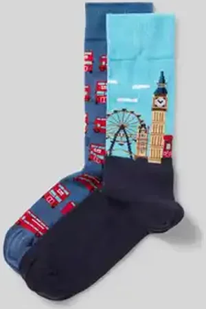 Christian Berg Sokken met motiefstitching in een set van 2 paar