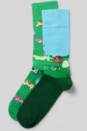 Christian Berg Sokken met motiefstitching in een set van 2 paar