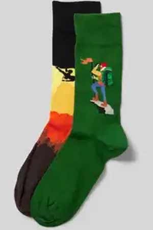 Christian Berg Sokken met motiefstitching in een set van 2 paar