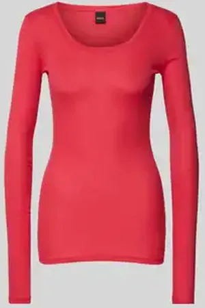 HUGO BOSS Shirt met lange mouwen en geribde ronde hals, model 