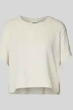 American Vintage Kort T-shirt met geribde ronde hals