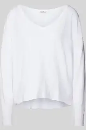 American Vintage Shirt met lange mouwen en geribde V-hals, model 