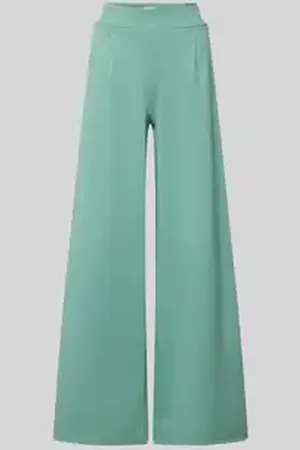 Ichi Wide leg stoffen broek met bandplooien, model 