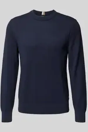 HUGO BOSS Gebreide pullover met ribboorden, model 