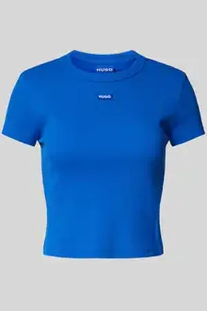 Hugo Blue Kort T-shirt met labeldetail