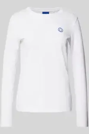 Hugo Blue Shirt met lange mouwen en geribde ronde hals, model 