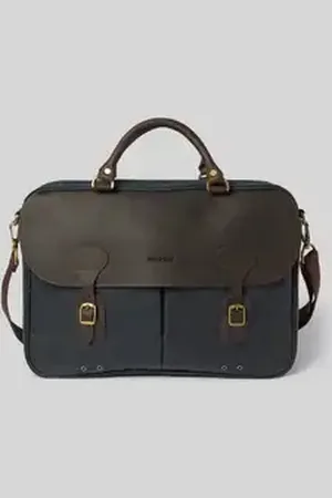 Barbour Laptoptas van gewaxt katoen