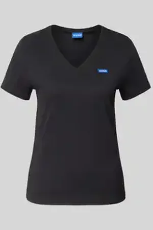 Hugo Blue T-shirt met labelstitching
