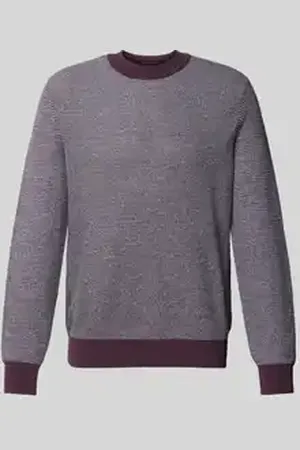 HUGO BOSS Gebreide pullover met ribboorden, model 