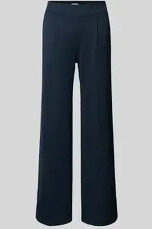 B YOUNG Wide leg stoffen broek in zwart met bandplooien, model 