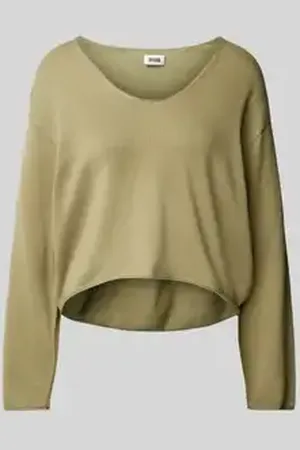 Drykorn Korte gebreide pullover met boothals