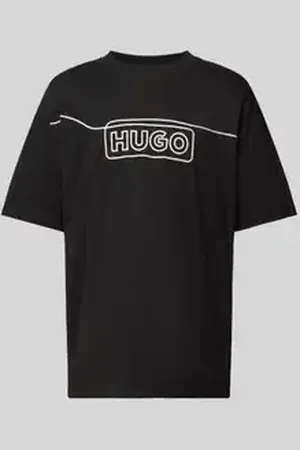 Hugo Blue T-shirt met labelstitching, model 